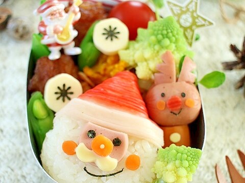 クリスマスキャラ弁♪サンタおにぎり弁当